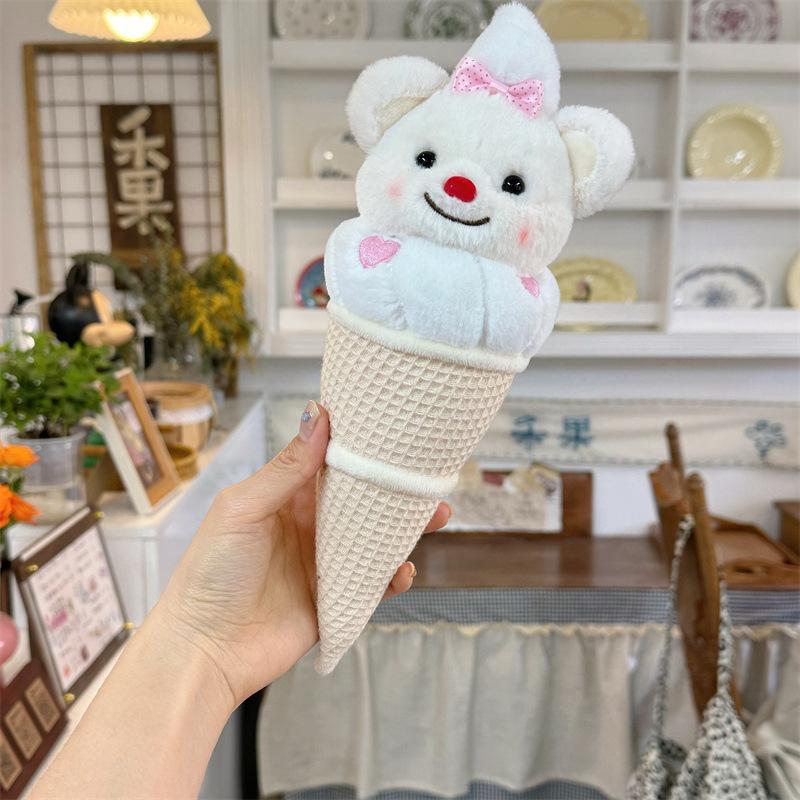 Cartoon Cute Butter Bear Ice Cream Doll Cone Pillow Ice Cream Plush Toy Children's Gift Doll