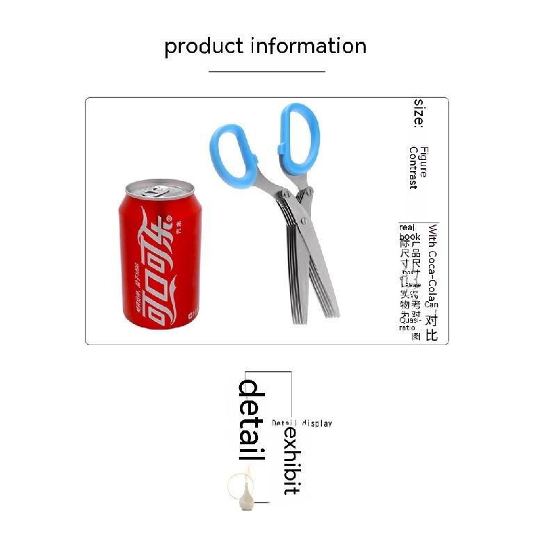 Kitchen Crushing Chopped Green Onion Multi-functional Stainless Steel Five-layer Crushing Scissors
