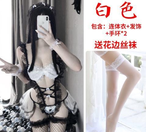 New sexy lingerie women's clothing sexy perspective uniform seduction cosplay open maid suit Europe and America