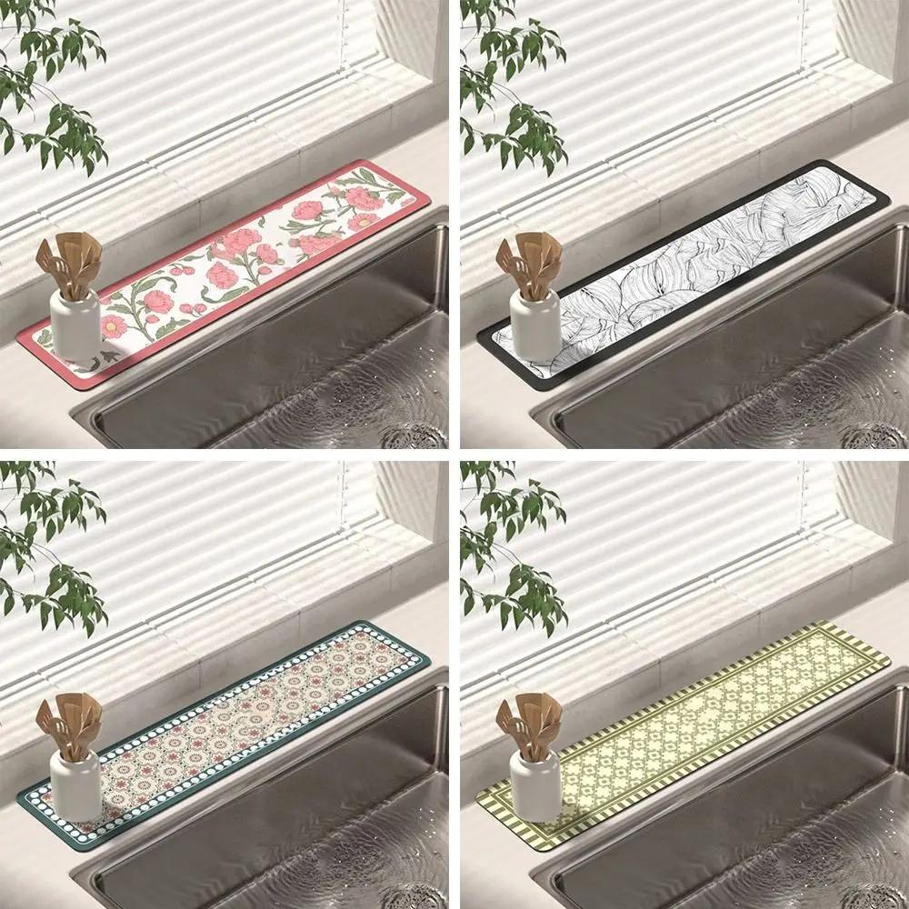 Diatomite Faucet Draining Mat Non-Slip Multi-function Drying Mat Convenient Splash Countertop Protector