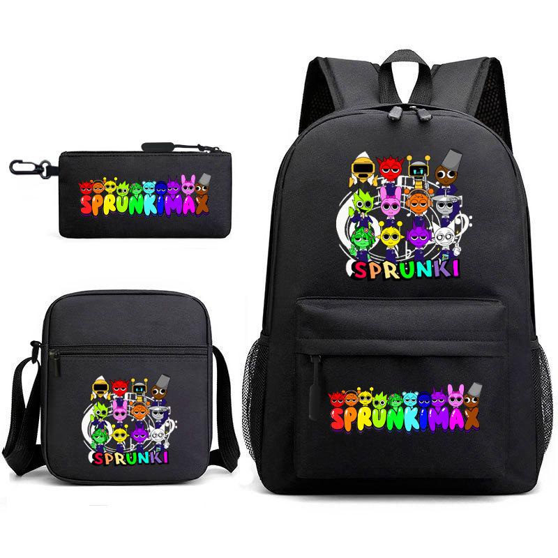 Anime Cartoon Backpack Sprunki Large Capacity Primary School Student Schoolbag Satchel Pencil Case