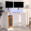 VidaXL Desk with LED Lights Computer Table Writing Desk Study Table Computer White Glossy 97x45x90 Cm 805558