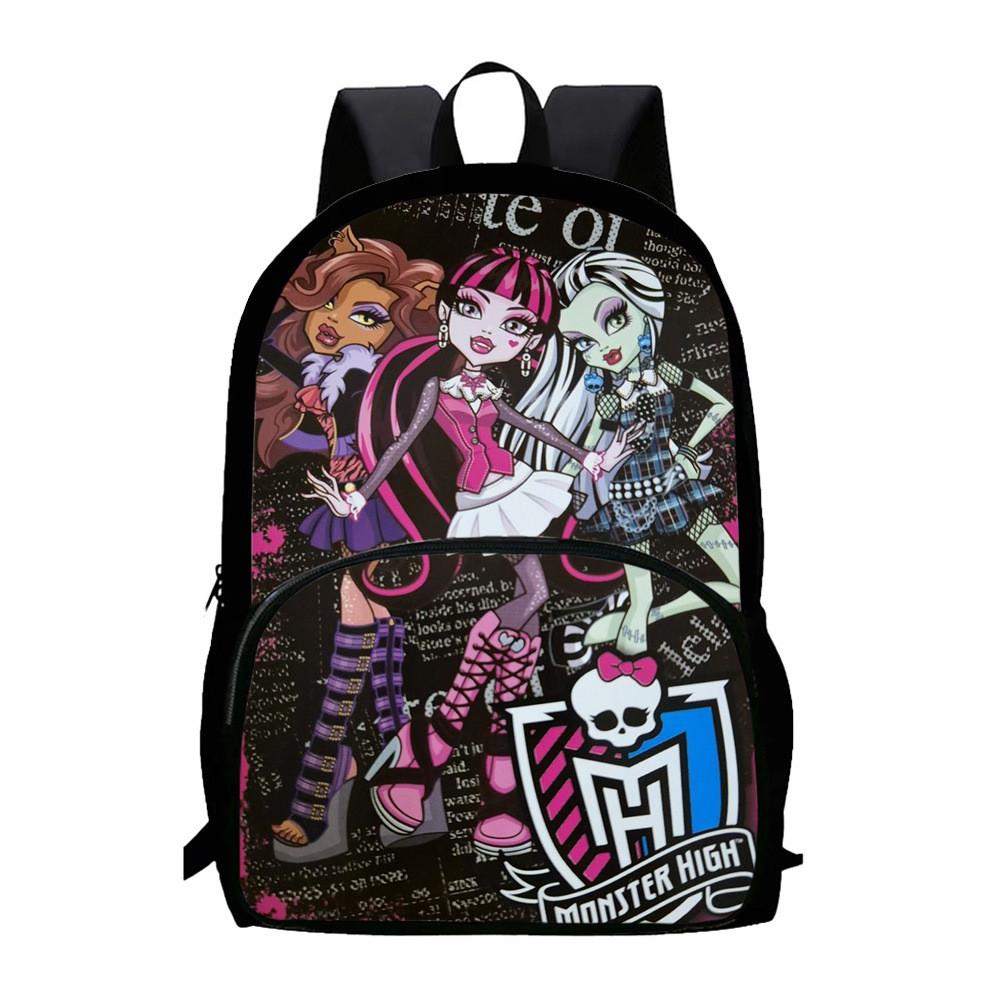 Capacity Children Large Backpack With Monster High Print Design For Daily School