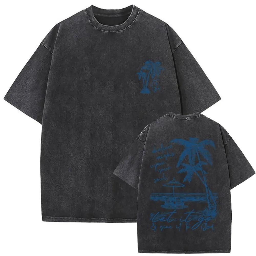 

Christian Jesus Faith Over Fear Bible Verse Washed Tshirts Unisex Women Fashion Vintage Oversized T Shirts Harajuku Cotton Tshirt S