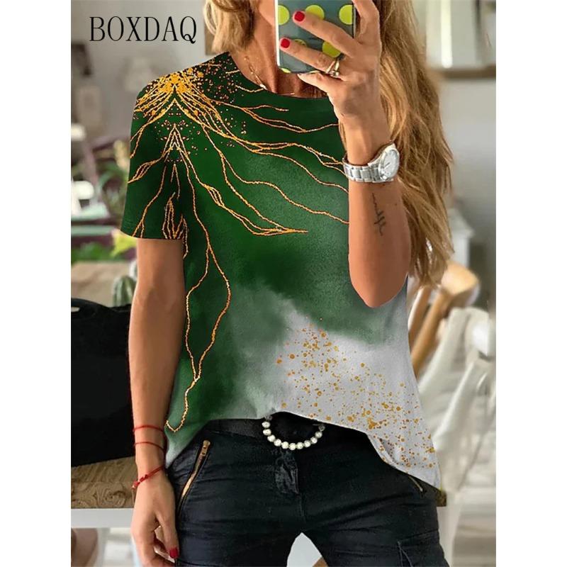 Fashion Women T-Shirts Gradient 3d Print Streetwear Ladies T Shirt Short Sleeve Tie-dye Trend Pullover Tee 6XL Plus Size Tops