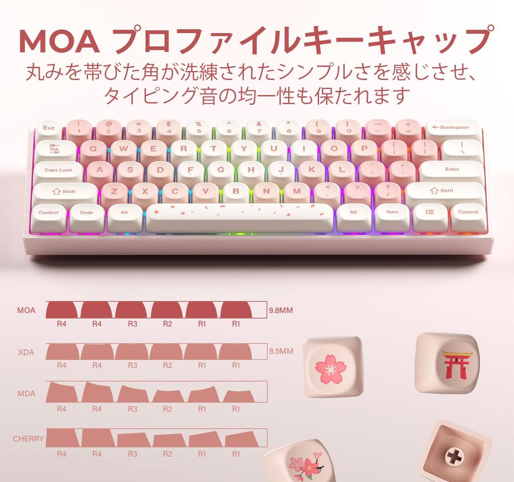 Pink Keycaps XVX Sakura PBT Cute MOA Profile Dye Sublimation Custom for Mechanical Keyboards 142 Sets Pink - Keycaps, 60%/65%/75%/100%, -