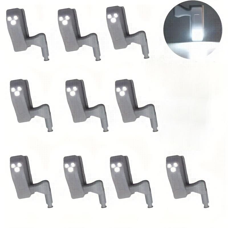 10pcs Auto-On LED Hinge Light Semi-Recessed Battery-Operated Under-Cabinet Lighting for Home Office Wardrobe Kitchen Closet Lamp