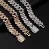 Hiphop 18mm Heavy Bracelet Iced Out Zircon Cuban Link Chain for Women Men Fashion Jewelry