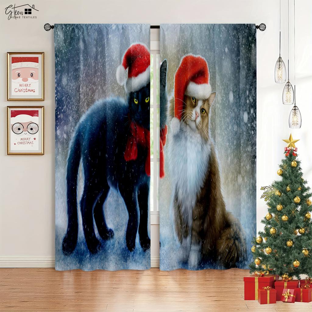Christmas Ornament Drapes Christmas Tree Gifts Fireplace Livingroom Space Bedchamber Children Latest Festival 3D Printing Drapes