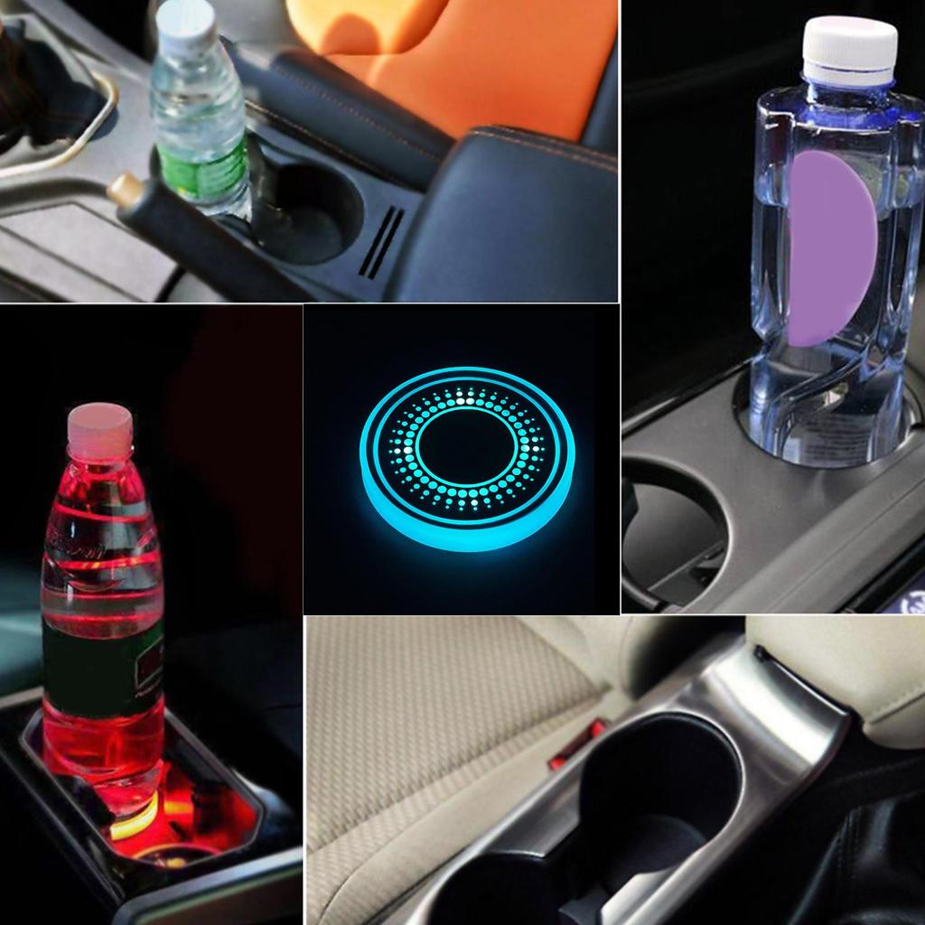 Car Cup Holder Mat USB Car Cup Coaster with LED Light Intelligent Sensor Vehicle Cup Holder Insert Coaster with Colors Changing
