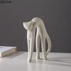 Sandstone Style Cat Sculpture Desk Decoration Ornaments Modern Crafts Abstract Kitten Statue Resin Artwork Room Aesthetic Decor
