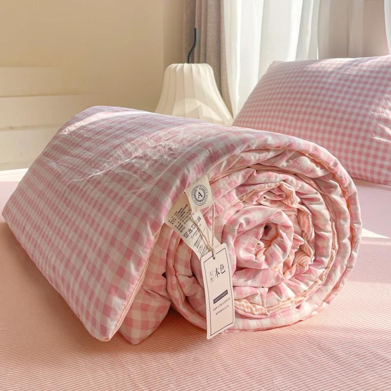 Cotton Summer Quilt Air Conditioning Quilt Soybean Fiber Filling Thin Comforter Nordic Ins Style Duvet Blanket Bed Four Seasons