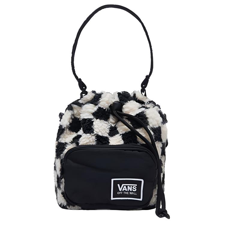 

Vans Classic Checkerboard Polyester Plush Shoulder Tote Bag Unisex bags Black White VN0A5I1JBLK Black White