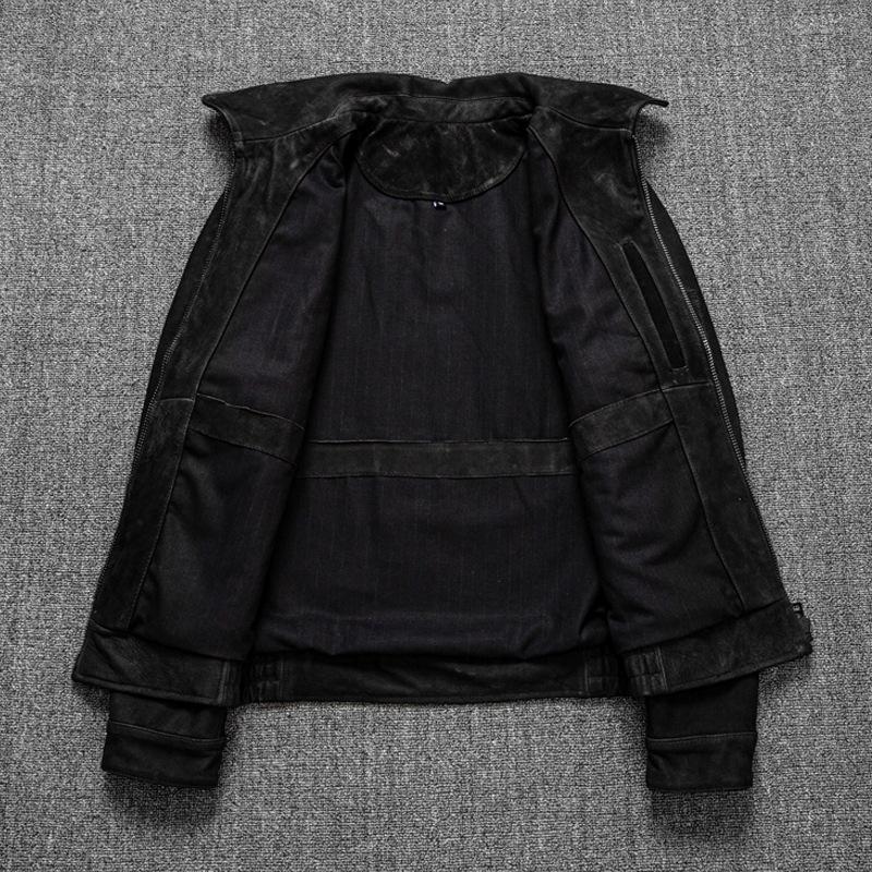 Mehrlagige Matte Weiche Rindsleder Echte Lederjacke für Herren