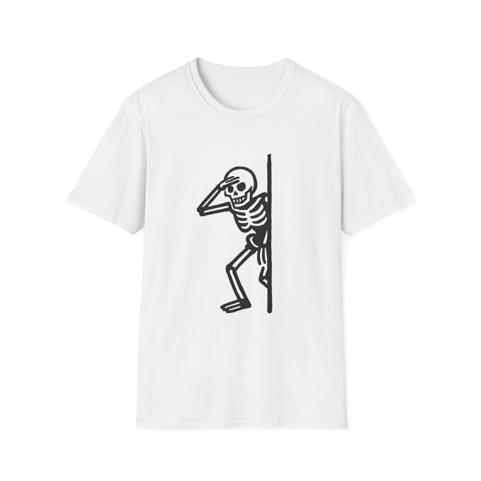 Unisex Softstyle T-Shirt Skeleton Peeking Corner S