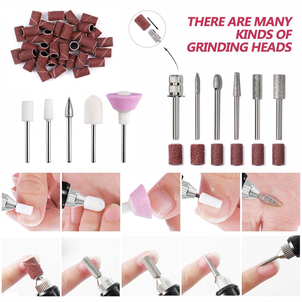 YIKOOLIN Portable Nail Sander Set Electric Nail Drill Machine Milling Cutter For Manicure Pedicure Strong Polishing Tools
