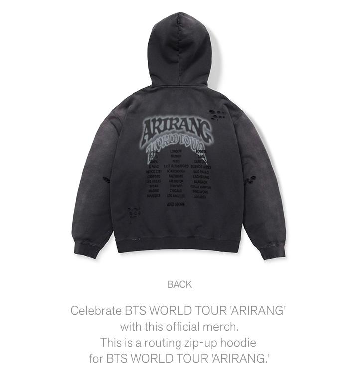 Official BTS WORLD TOUR 'ARIRANG' Zip-up Hoodie (Charcoal) - Limited Tour Edition