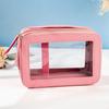 Waterproof Large-Capacity PU Makeup Bag - Portable Double-Layer Transparent Design