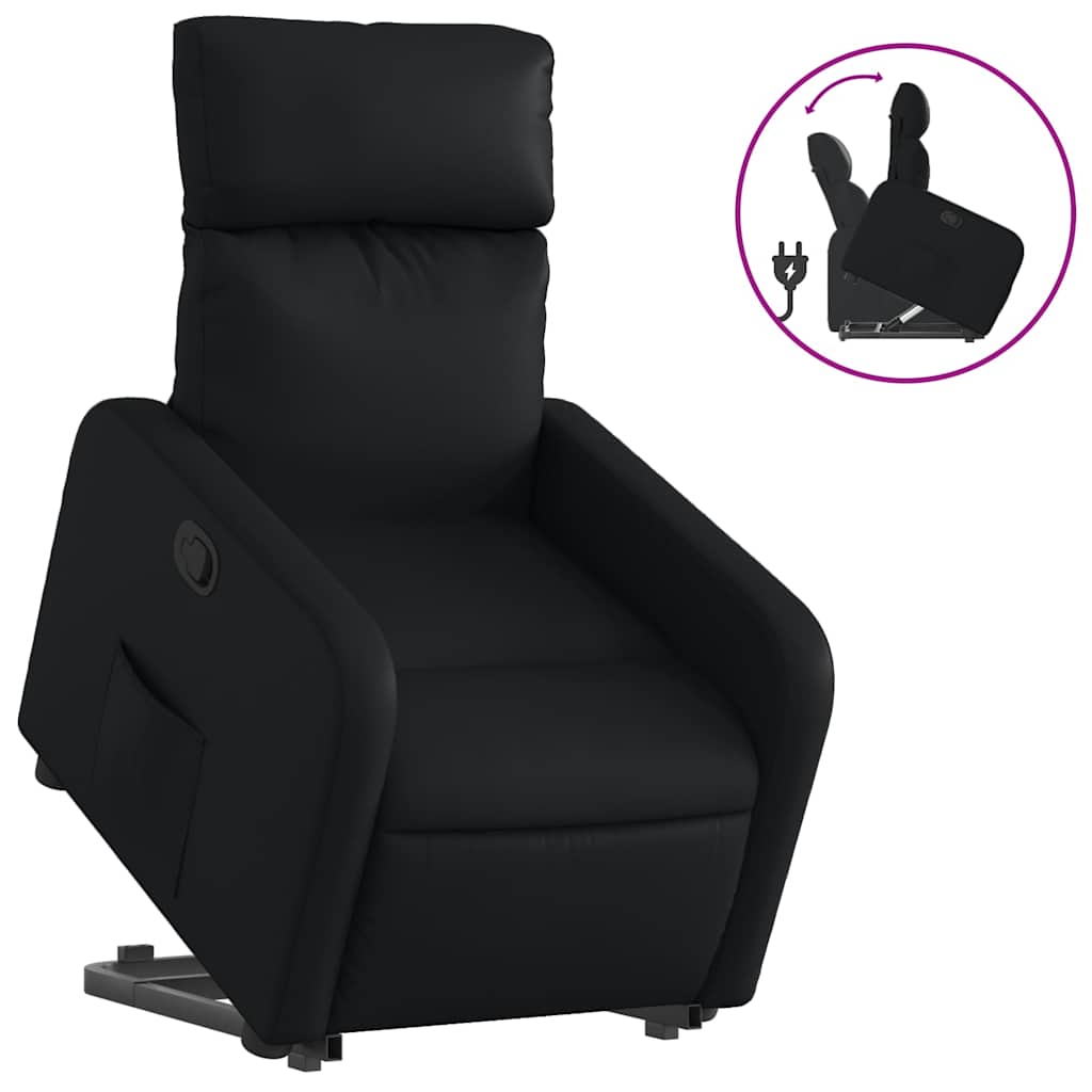 Recliner with Rising Aid Black Artificial Leather