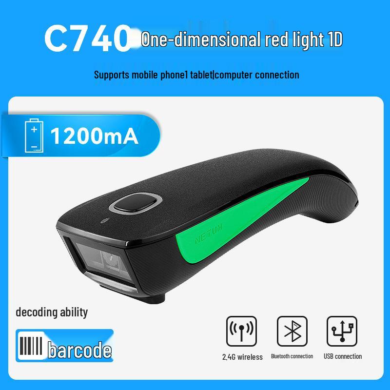 

C750 Портативный беспроводной Bluetooth сканер QR-кодов и штрихкодов для склада Bluetooth Scanner 1D Red Light C740