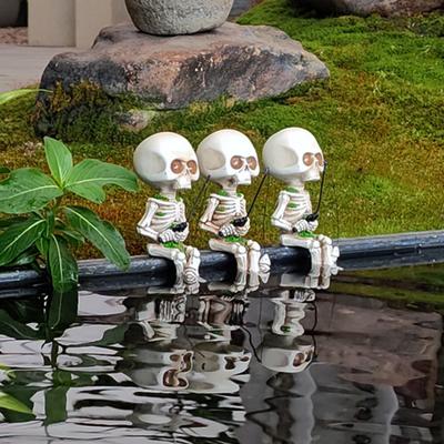 1/3 Stücke Outdoor Garten Halloween Skelett Ornament Kreativer Eintrag Hof Landschaftsbau Angeln Skelett Harz Figur Balkon Dekoration