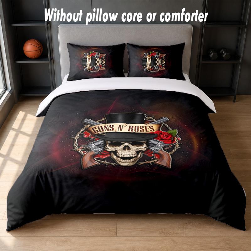 Guns N’ Roses Design Bed Bedding Set 1 Duvet Cover + 2 Pillowcases Soft Breathable Household Bed Linens