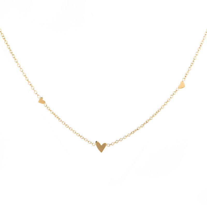 Elegant Titanium Steel Necklace with Three Small Hearts - Women's Fashionable and Delicate Clavicle Chain