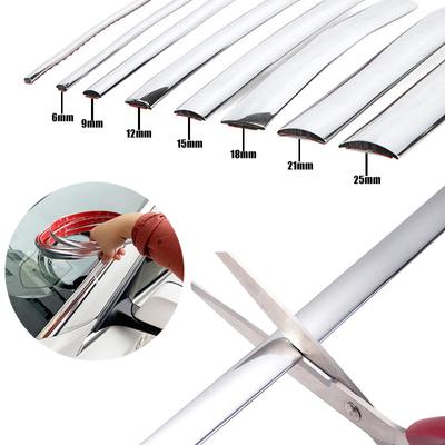 Universal Auto Self Adhesive Door Chrome Strip Moulding Decoration Bumper Protector Trim Tape Car Sticker