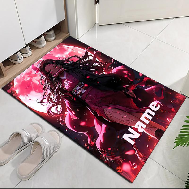Custom Name Demon Slayer Printed Carpet, for Office Chair Living Room Bedroom Kitchen Room Decor Gifts.