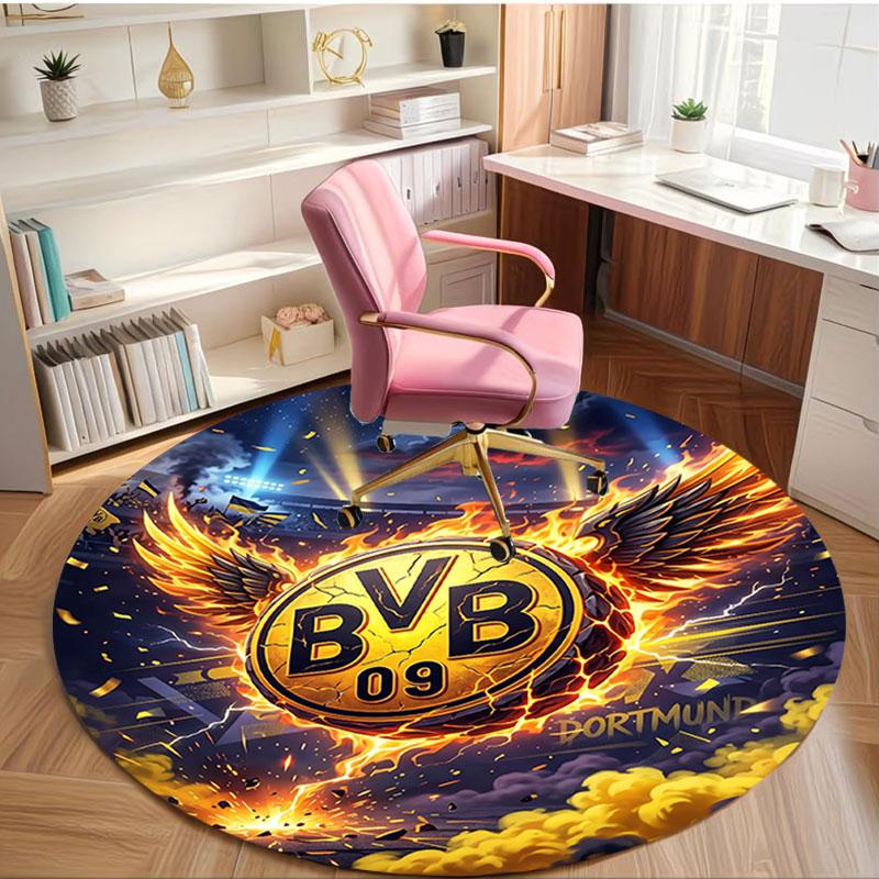 Borussia DortmundBVB Print Round Rug, Washable Floor Carpet, For Entryway Dorm Laundry Room Office Study, Home Decor Birthday Christmas Gift