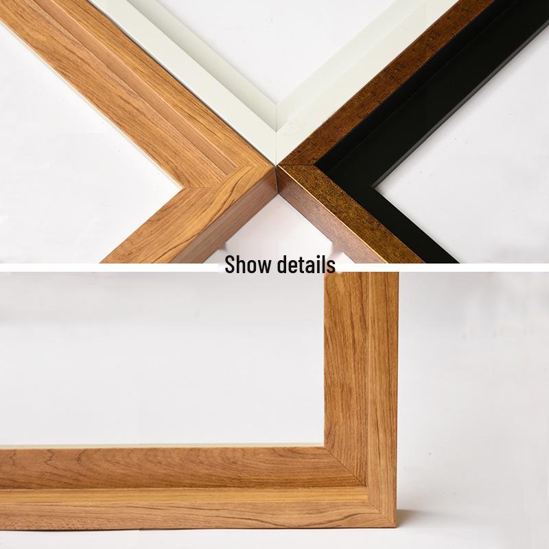 Narrow Edge L-Shaped Wood Grain Foam Frame for DIY Wall Art