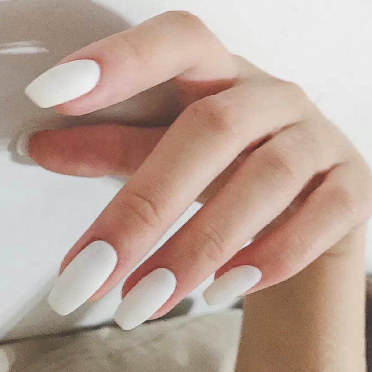 

European & American Style Minimalist White Nail Tips & Removable Stickers - High-End Fake Nails