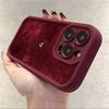 Burgundy Suede With Golden Heart Pattern TPU Soft Case For iPhone 17 16 15 14 Plus 13 12 11 Pro Max 17 Air 16E X XR XS Cover