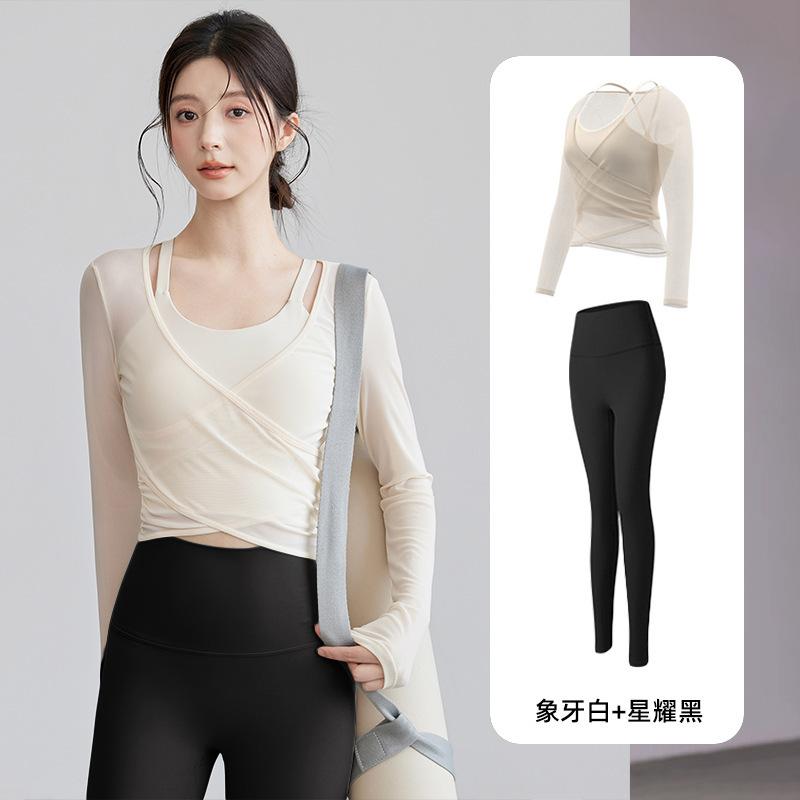 Premium Yoga Suit Women's Sports Top Skinny Long Sleeves Skinny Running Training Pilates Fitness Suit Spring