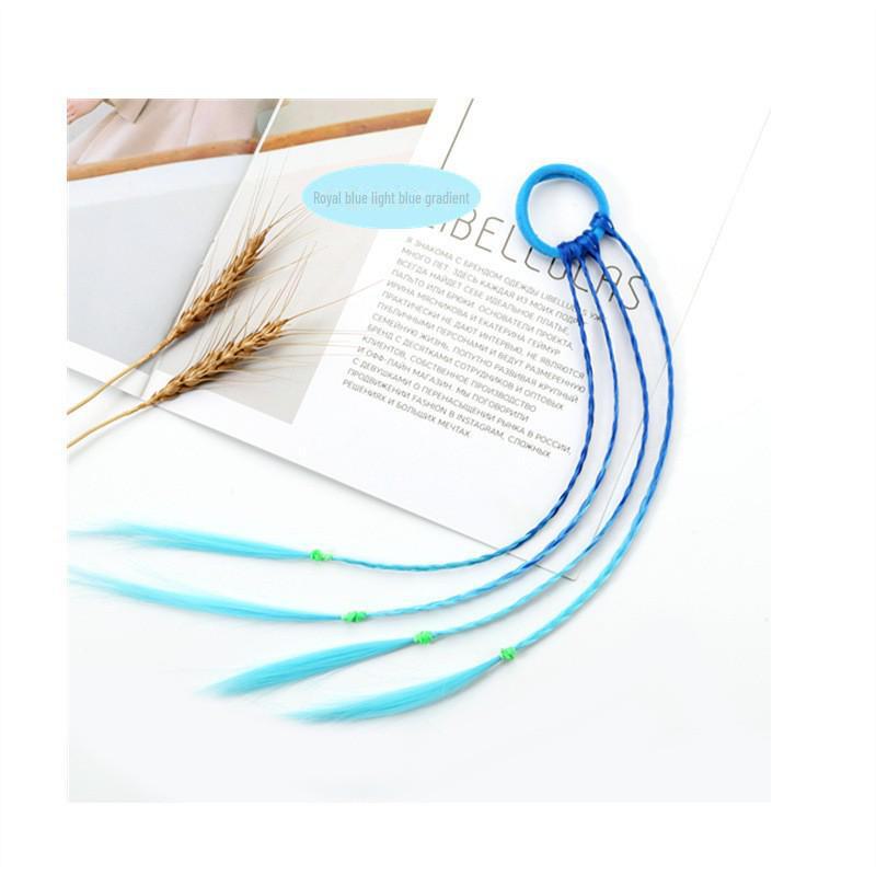Children's Braided Hair Accessories Set: Twist Braid Wig, Rubber Bands, Bow Headband, High Ponytail Rings for Little Girls