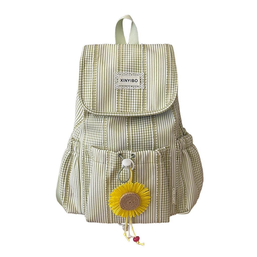 Schoolbag lightweight ins Japanese women's new campus backpack striped simple 1011 summer backpack high value student schoolbag