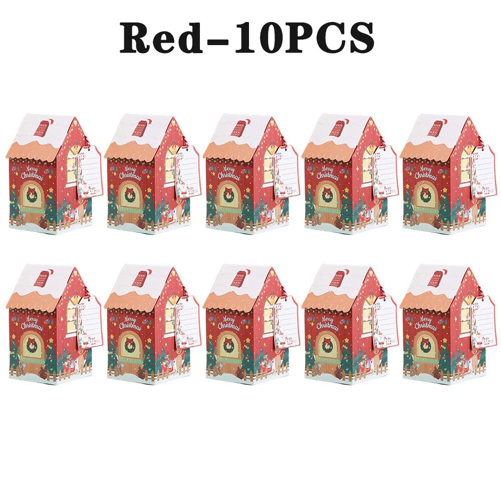 Christmas House Shape Candy Gift Box Christmas Snowman Little House Candy Cookies Packaging bag Bow Boxes Gift Color Box