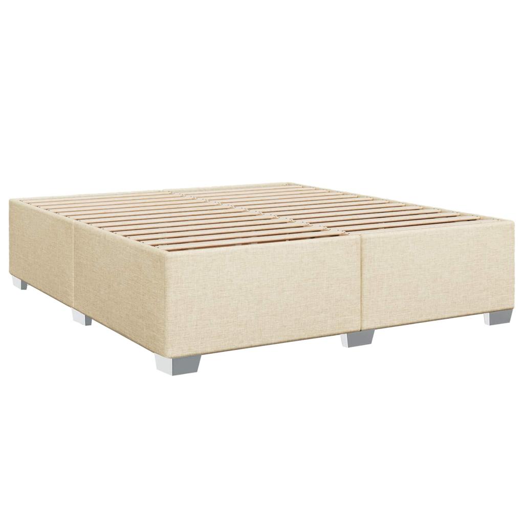 Box Spring Bed with Mattress Cream 140 x 190 cm Fabric