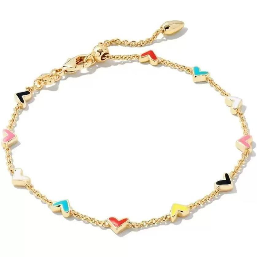 Chic European and American Colorful Heart Bracelet - Trendy, Versatile, Everyday Accessory браслета love