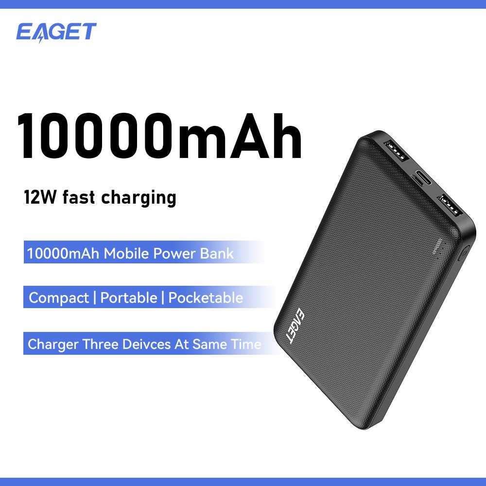 EAGET Přenosná rychlonabíječka PowerBank s kapacitou 10 000 mAh, technologií nabíjení PowerIQ a USB-C pro iPhone 15 a Android