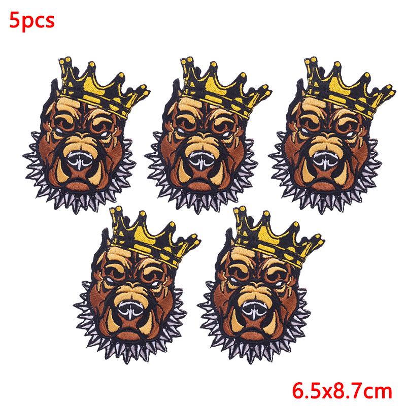 5Pcs/Lot Punk Animal Patch Iron On Embroidery Patches For Clothing Thermoadhesive Patches On Clothes Hip Hop Patch For Clothes