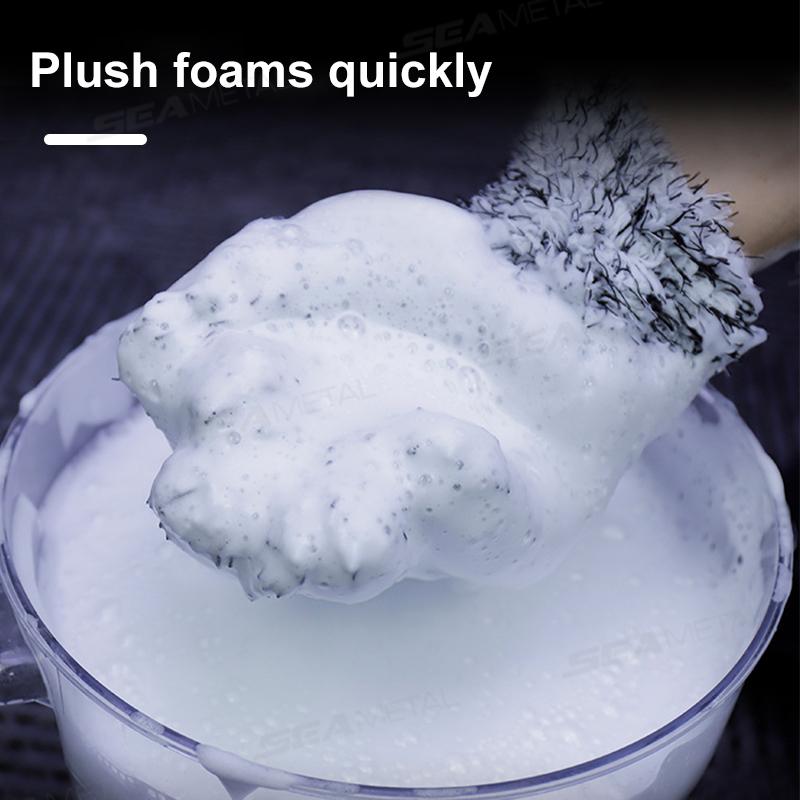 SEAMETAL Microfiber Car Wash Gloves Plush Car Washing Mitt 5-Finger Double-sided High Water Absorption Cleaning Glove
