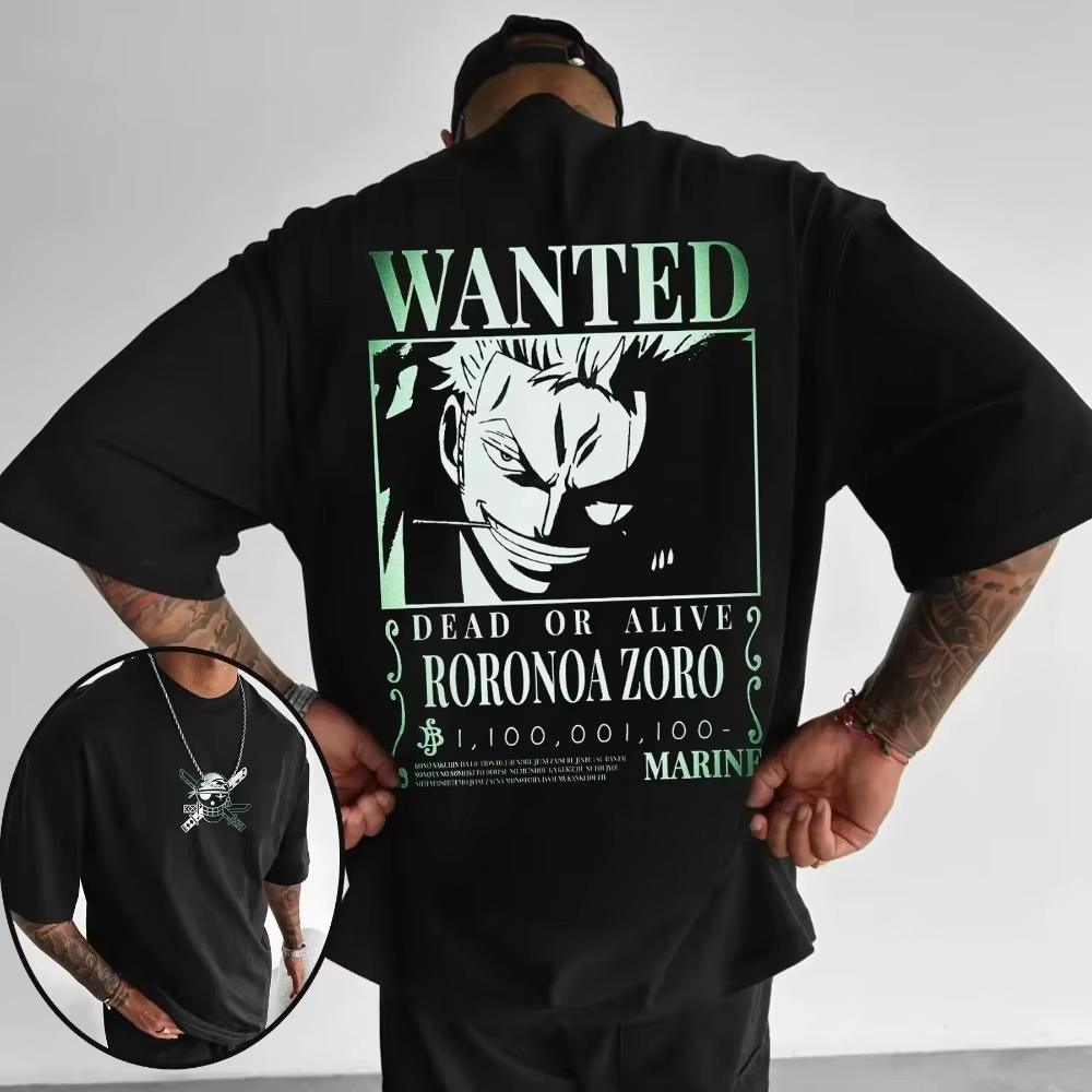 One Piece Unisexs Tshirt Roronoa Zoro Summer And Autumn Japan Anime Boy Childrens Shortsleeved Retro Niche Parentchild Outfit