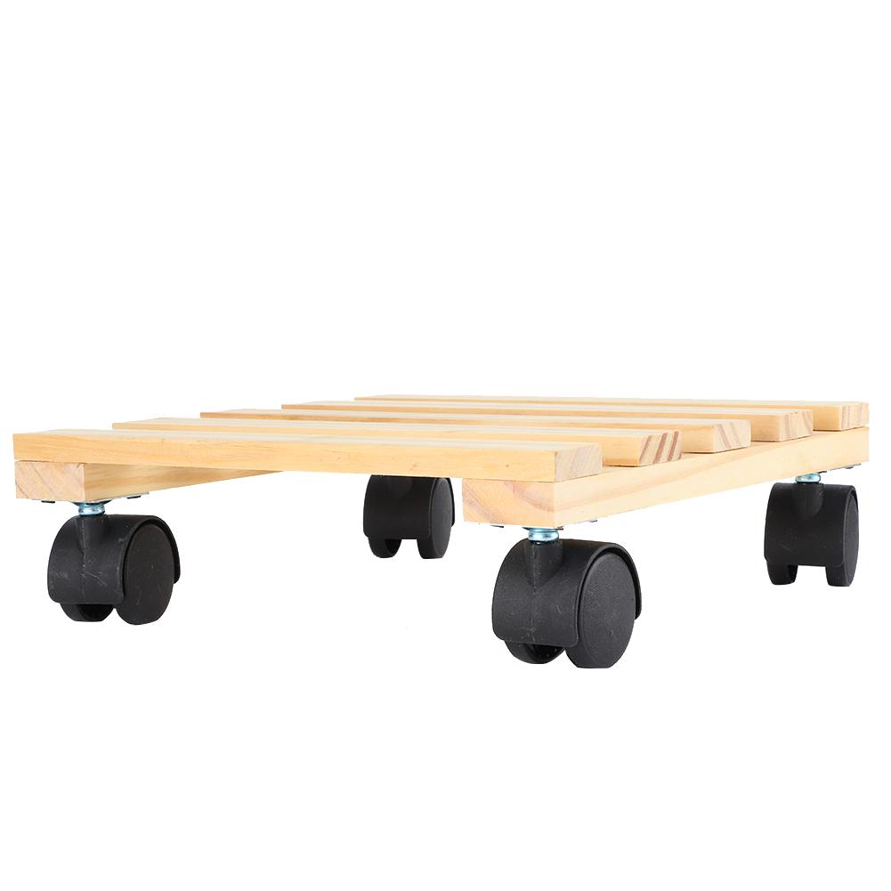 Holz Blumen Pflanzen Topf Untersetzer Rollbrett Bewegliche Ablage Ständer Halter mit Rädern für Gartenzubehör