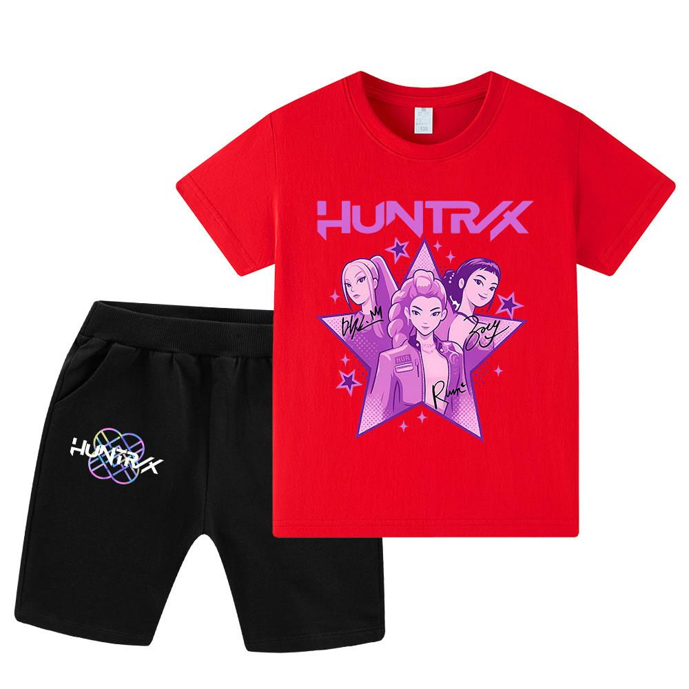 WA1209 Kids Boys Girls Kpop Rumi Zoey Mira Print Short Sleeves T-shirt Shorts Pants Sets