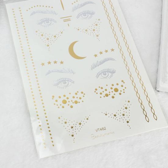 2Pcs Waterproof Shiny Metallic Gold Glitter Tattoo Sticker Temporary Body Art