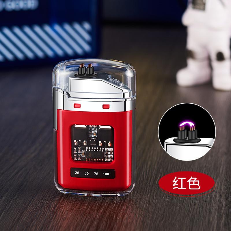 2025 New Creative Transparent Shell Electronic Pulse Lighter Portable Double Arc Windproof Men's Electric Cigarette Gift