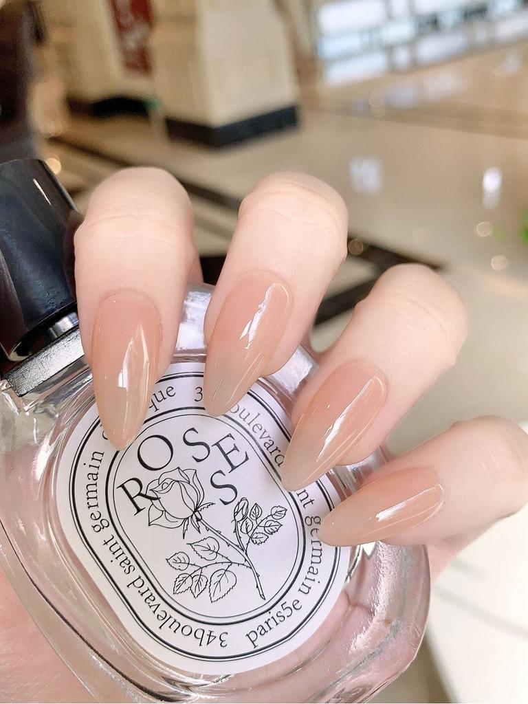 Chinese National Brand Almond-shaped Nail Stickers Pure Color Ice Transparent Design