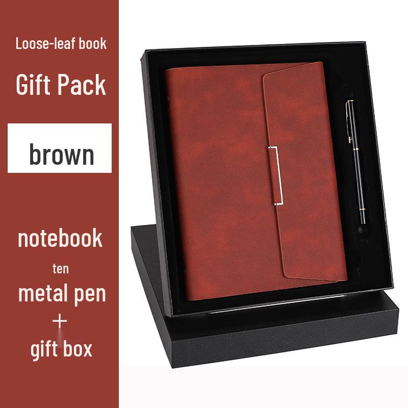 A5 Three-fold Notebook with Loose-leaf Sheets, Magnetic Closure, and Custom Gift Box - Business Diary with Personalized Designs