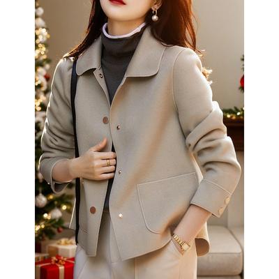 Classic Solid Short Woolen Coats for Woman Autumn Winter Warm Woman Clothing Button Up Female Coat Outfits Outerwears